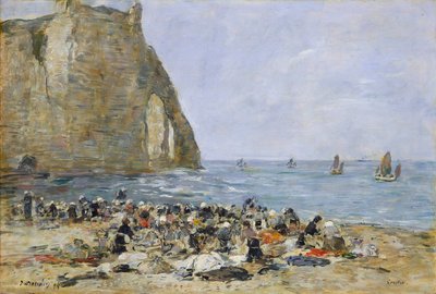 Washerwomen on the Beach of Etretat by Eugene Louis Boudin